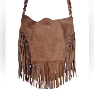 Lauren Ralph Lauren Suede Large Hobo w/ Fringe- "Faulk" in Nutmeg